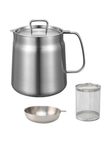 Contenedor de Filtro de Aceite Acero Inoxidable 2L con Canasta