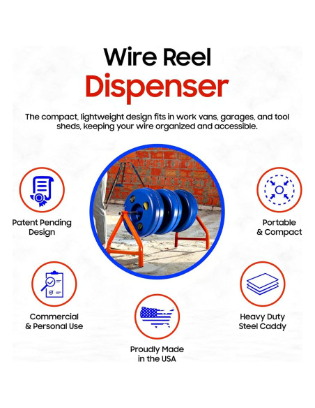 Dispensador de Bobina de Cable EIP Azul 250 Pies Polipropileno Dispensador de Bobina de Cable EIP Azul 250 Pies Polipropileno