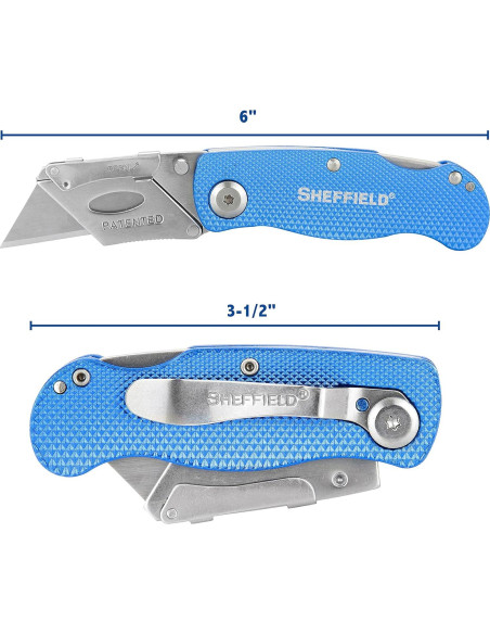 Cuchillo Utility Plegable Sheffield 12113, Mango Aluminio Azul Cuchillo Utility Plegable Sheffield 12113, Mango Aluminio Azul