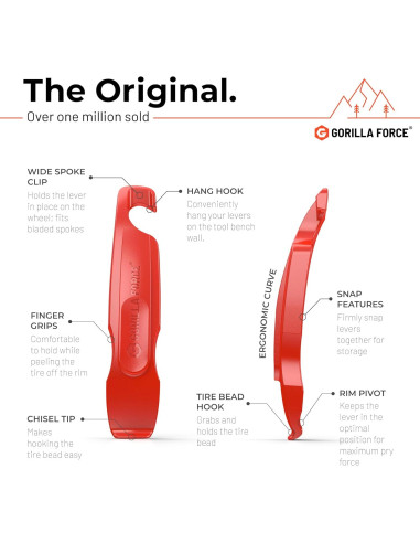 Palancas de Neumáticos Gorilla Force | 4 Unidades | Rojo Lava