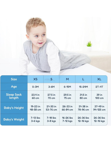 Saco de Sueño TotAha 1.0 TOG para Bebés 6-12 Meses Gris