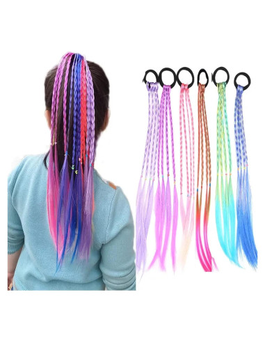 6 Piezas de Extensiones de Cabello Coloridas para Niñas - AirXing