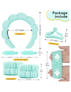 Diadema de Spa para Lavar la Cara Mis Cosas Novedosas Verde 6PK 2