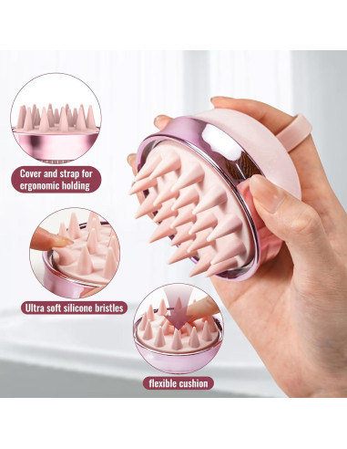 Masajeador de cuero cabelludo SHINLEA 2 en 1 Rosa