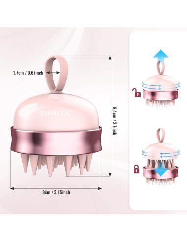 Masajeador de cuero cabelludo SHINLEA 2 en 1 Rosa