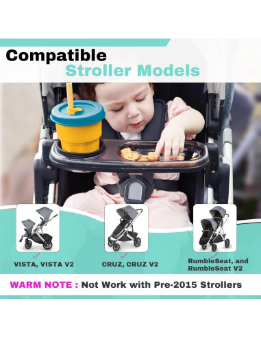 Bandeja de bocadillos UPPAbaby gris con portavasos y tazón