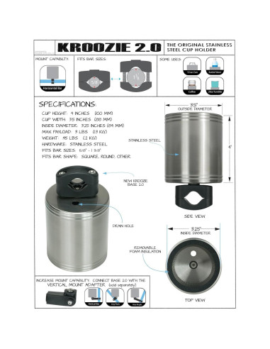 Soporte para Tazas Kroozie 2.0 - Acero Inoxidable Negro Mate