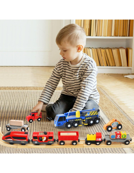 Tren Eléctrico de Madera Atoylink Rojo con Sonido y Luz Tren Eléctrico de Madera Atoylink Rojo con Sonido y Luz