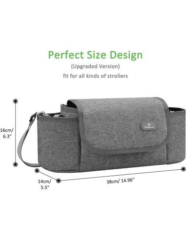 Bolsa Organizadora para Carriola Philorn Gris con Portavasos