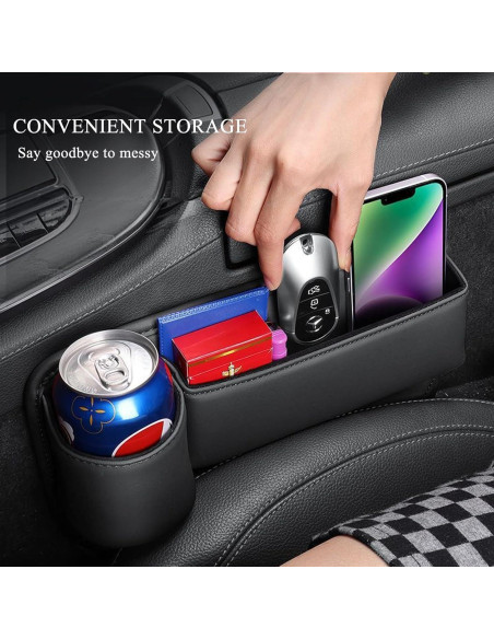 Organizador de Asiento de Coche Axutous Negro con Soporte para Vaso Organizador de Asiento de Coche Axutous Negro con Soporte para Vaso