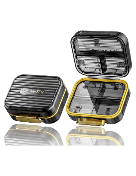 Estuche de Pastillas de Viaje Acedada Negro Compacto 7 Compartimentos Estuche de Pastillas de Viaje Acedada Negro Compacto 7 Compartimentos