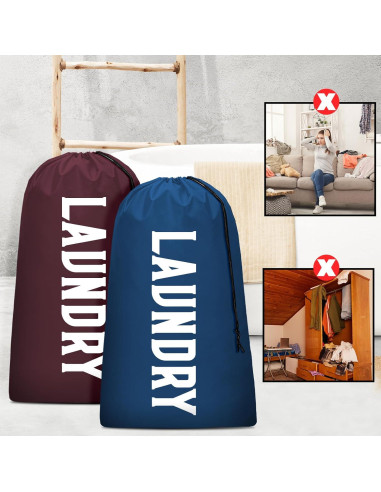 Bolsa de Lavandería Fiodrimy XL Plegable 24x36 Vino y Marino