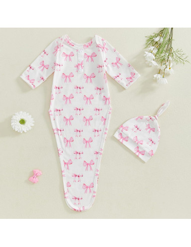 Saco de Dormir para Bebé Niña Rosa 0-3 Meses con Sombrero