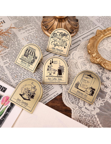 Clip de Libro Vintage Dizdkizd de Metal Temática de Café