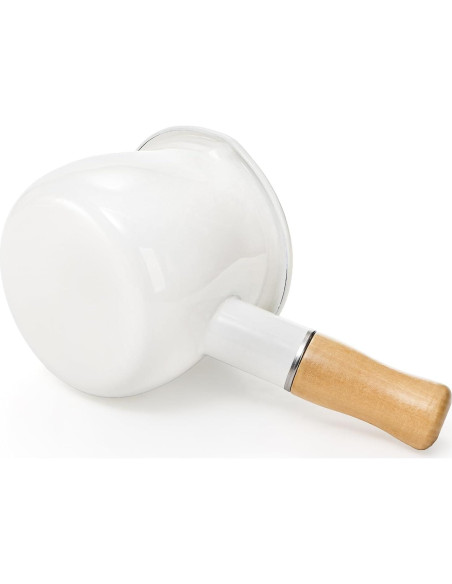 Olla de Leche DEAYOU 0.6L Esmalte Antiadherente con Mango Madera Olla de Leche DEAYOU 0.6L Esmalte Antiadherente con Mango Madera