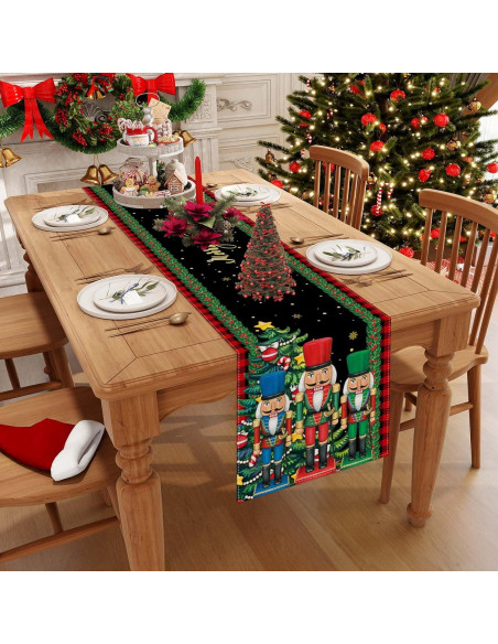 Camino de Mesa de Navidad Jiudungs 33x183 cm Lino Decorativo Camino de Mesa de Navidad Jiudungs 33x183 cm Lino Decorativo