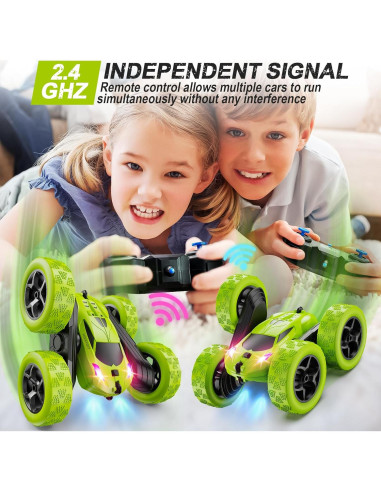 Coche RC Stunt HIEKYOIT Verde 4WD 360 para Niños 6+