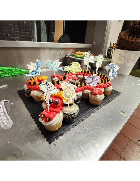 Toppers de Cupcake de Dragón Ephlyn - 36 Piezas Decorativas Toppers de Cupcake de Dragón Ephlyn - 36 Piezas Decorativas