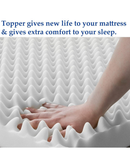 Topper de Espuma Convoluta Spring Sleep 1 Pulgada Individual Blanco Topper de Espuma Convoluta Spring Sleep 1 Pulgada Individual Blanco