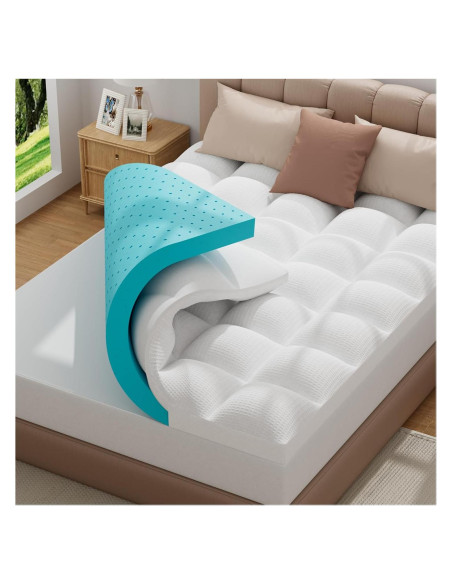 Cubre Colchón Espuma Viscoelástica Gel 3" Queen BedLuxury Cubre Colchón Espuma Viscoelástica Gel 3" Queen BedLuxury
