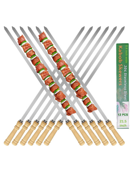 Pinchos de Barbacoa JOWHONK 54.6 cm Acero Inoxidable 12 PCS Pinchos de Barbacoa JOWHONK 54.6 cm Acero Inoxidable 12 PCS