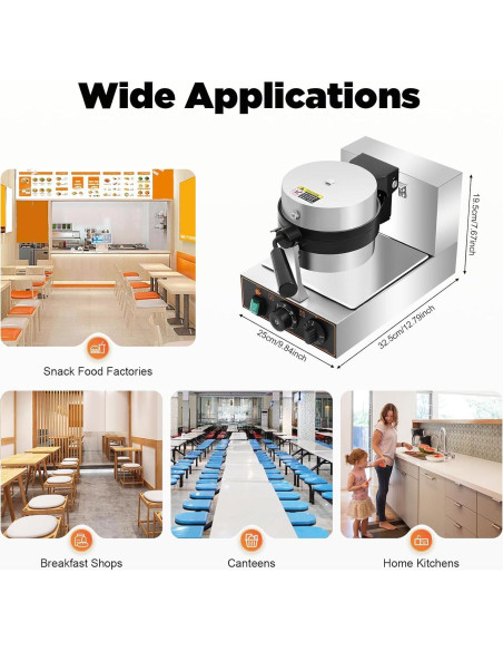 Máquina de Waffle de Hamburguesa NuBusno Eléctrica 1200W Máquina de Waffle de Hamburguesa NuBusno Eléctrica 1200W