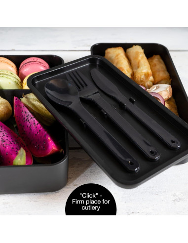 Caja Bento Moritz & Moritz Negra 1360 ml - Apta Microondas y Lavavajillas