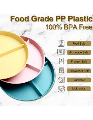 Platos Divididos CrazyTerra 9 Pulgadas BPA Libre - 8 Paquetes