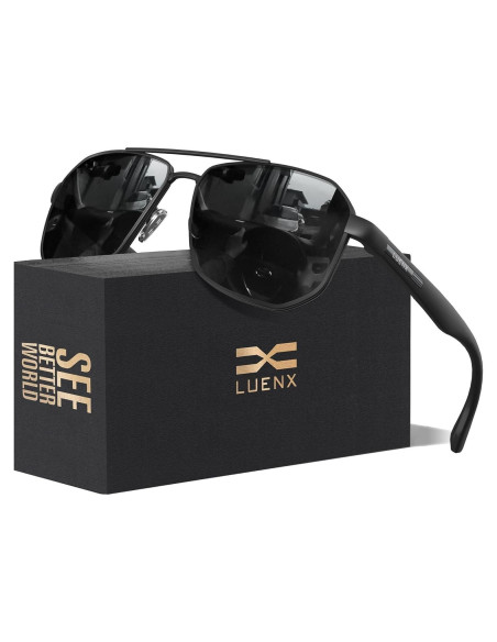 Gafas de sol LUENX Aviador Polarizadas UV400 61mm Hombres Gafas de sol LUENX Aviador Polarizadas UV400 61mm Hombres