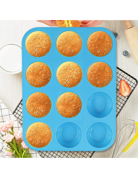Molde de Silicona para Muffins Cozihom 12 Tazas Antiadherente