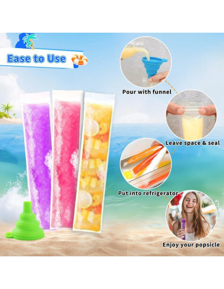 Bolsas de Paletas Desechables 160 Pcs con Cierre y Embudo Bolsas de Paletas Desechables 160 Pcs con Cierre y Embudo