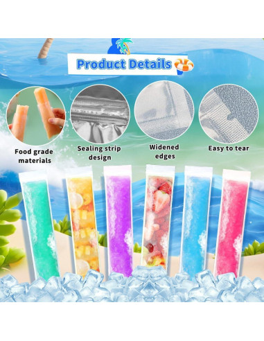 Bolsas de Paletas Desechables 160 Pcs con Cierre y Embudo