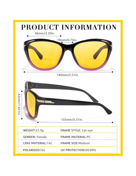 Gafas de Conducción Nocturna LVIOE Amarillas Polarizadas Gafas de Conducción Nocturna LVIOE Amarillas Polarizadas