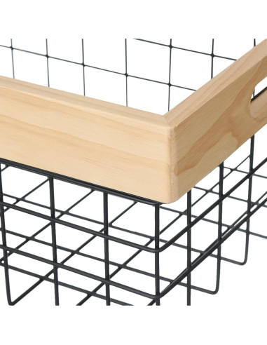 Juego de 3 Cestas de Alambre LEWIS&WAYNE con Mangos de Madera