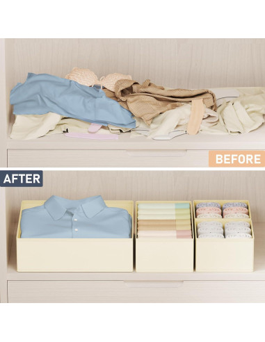Organizador de Cajones DIMJ - 24 Piezas Beige para Ropa