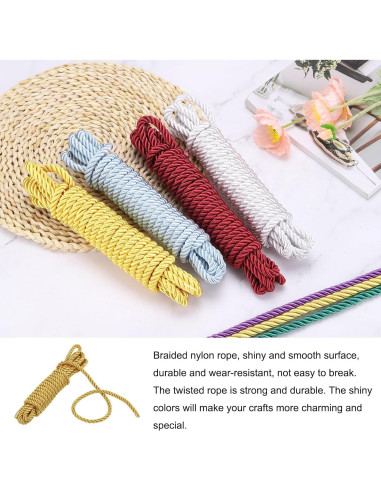 Cuerda Trenzada de Nylon Rebower 8mm x 5 Metros Dorado