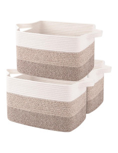 Cesta de Almacenamiento OIAHOMY 3 Piezas Algodón Amarillo 33x25x22cm