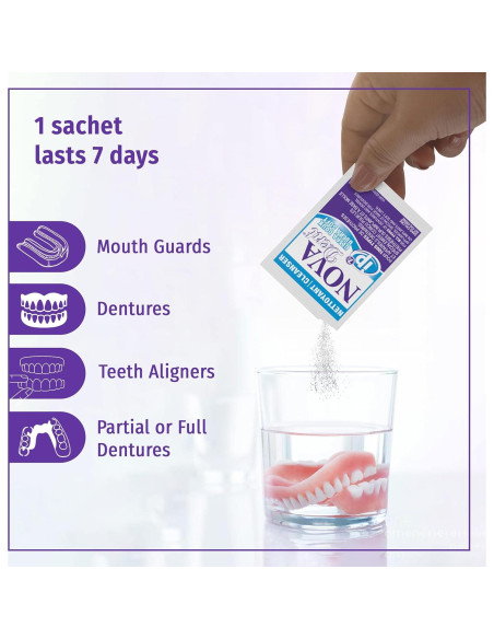 Limpiador de Dentaduras Novadent 52 Sobres Eficaz y Seguro Limpiador de Dentaduras Novadent 52 Sobres Eficaz y Seguro