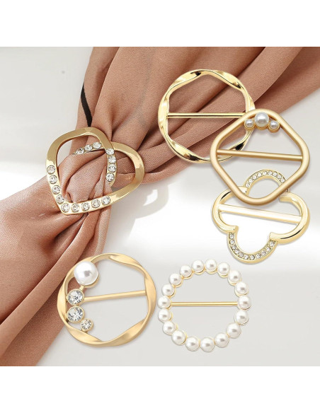 6 Clips de Bufanda de Seda con Perla y Rhinestone HEQXWL 6 Clips de Bufanda de Seda con Perla y Rhinestone HEQXWL