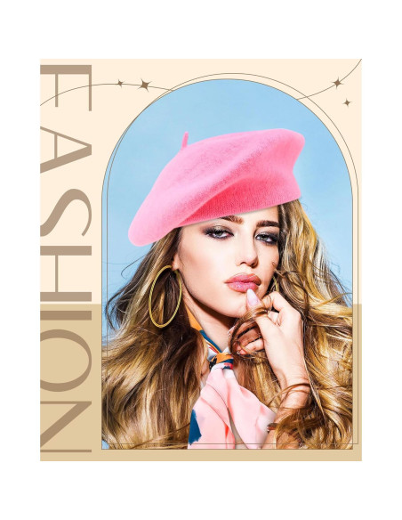 Conjunto de Bufanda de Seda y Sombrero Beret Rosa Shyyween Conjunto de Bufanda de Seda y Sombrero Beret Rosa Shyyween