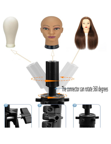 Soporte de Peluca Trípode Metal Ajustable 38-61 cm Simnient