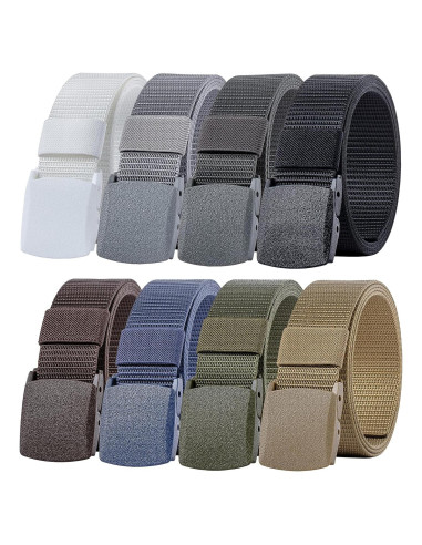 Paquete de 8 Cinturones Tácticos de Nylon YKK 120 cm