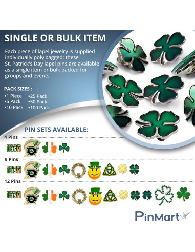Pin de Solapa San Patricio PinMart - Trébol Verde 2.54cm