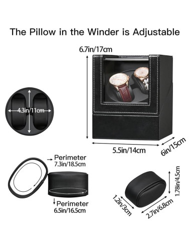 Enrollador de Reloj Automático LINGFANSTORE Cuero Negro
