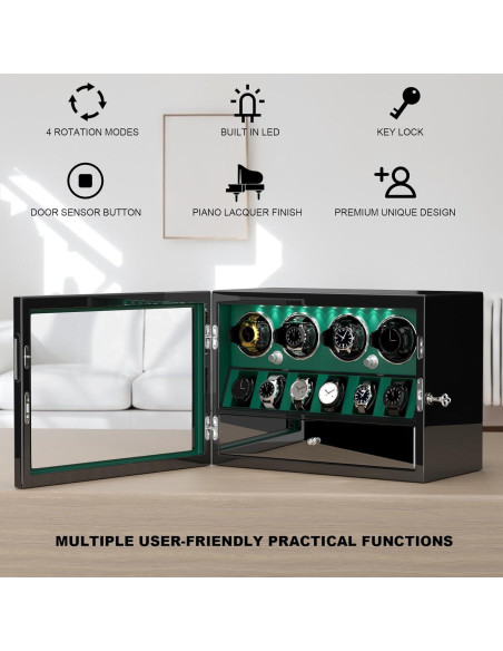 Winder de Reloj DUKWIN para 4 Relojes Automáticos Verde Winder de Reloj DUKWIN para 4 Relojes Automáticos Verde