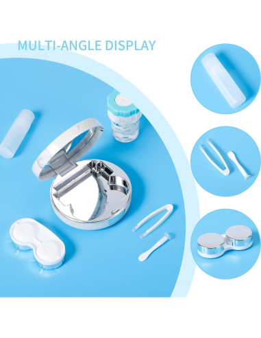 Estuche para Lentes de Contacto 2 Pack Plata 5 en 1 Viaje