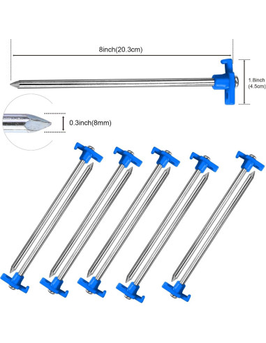 Estacas de Carpa ABCCANOPY 20,32 cm Paquete de 10 Azul