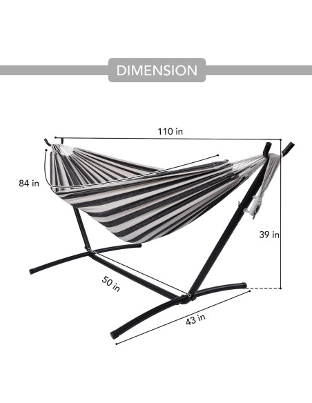 Hamaca Doble Prime Garden con Soporte de Acero 204 kg Hamaca Doble Prime Garden con Soporte de Acero 204 kg