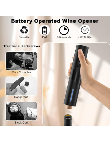 Abridor de Vino Eléctrico COKUNST Negro Automático 272g