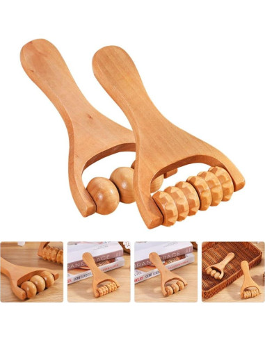 Rodillo de Masaje de Madera Ciieeo - 2 Pack para Alivio Muscular